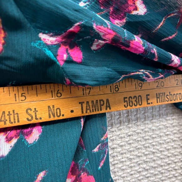 1.State Floral Tiered Mini Dress Small Boho Long Sleeve Flowy Black Pink Ruffled - Picture 8 of 9